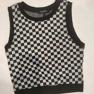 Black/White Checkered Sweater Vest Business Casual Goth Alternative